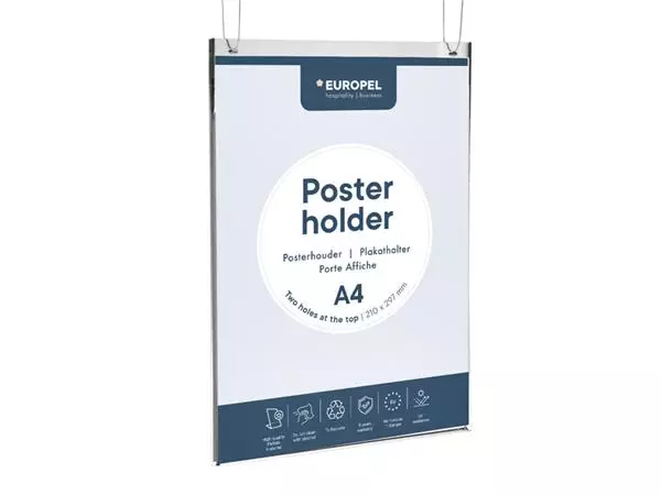 Een Posterhouder Europel A4 staand acryl koop je bij Romijn Office Supply