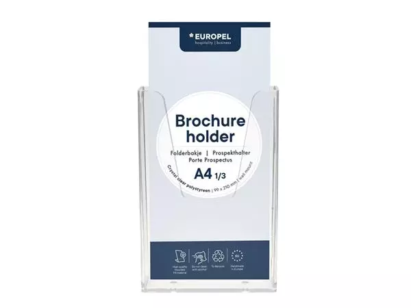 Een Folderhouder Europel wand 1/3 A4 transparant koop je bij Romijn Office Supply