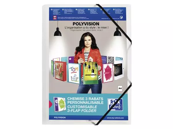 Buy your Elastomap Oxford Polyvision A4 met insteektas 3 kleppen PP transparant at QuickOffice BV