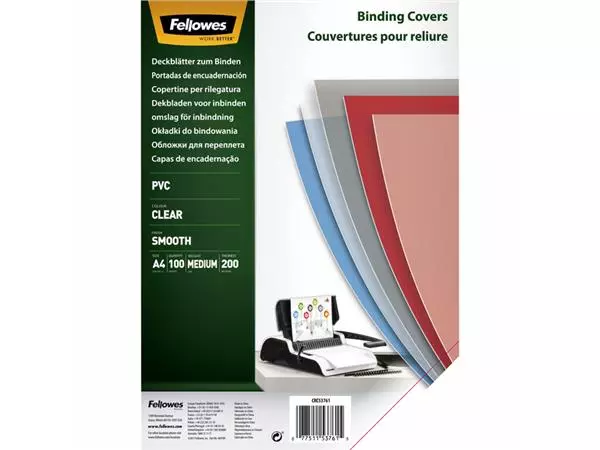 Een Voorblad Fellowes A4 PVC 200micron 100 stuks koop je bij Quality Office Supplies