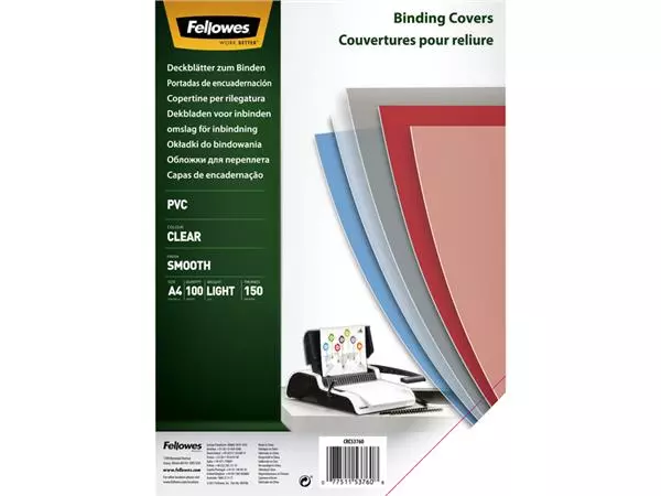 Een Voorblad Fellowes A4 PVC 150micron 100 stuks koop je bij Kantorice office & business supplies