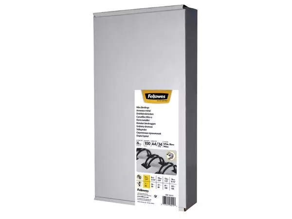 Een Draadrug Fellowes 6mm 34-rings A4 wit 100stuks koop je bij QuickOffice BV