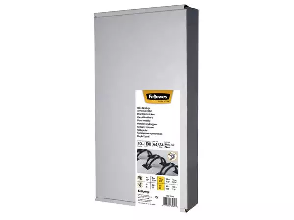 Buy your Draadrug Fellowes 10mm 34-rings A4 zwart 100stuks at QuickOffice BV