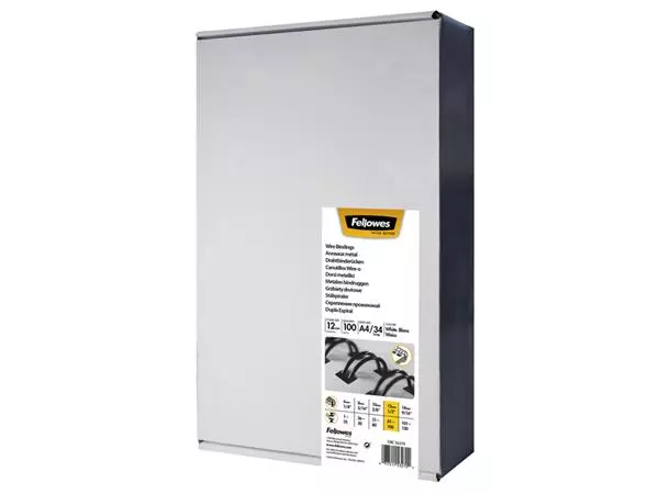 Een Peigne métallique Fellowes 12mm 34 anneaux A4 argent 100 pièces koop je bij QuickOffice BV