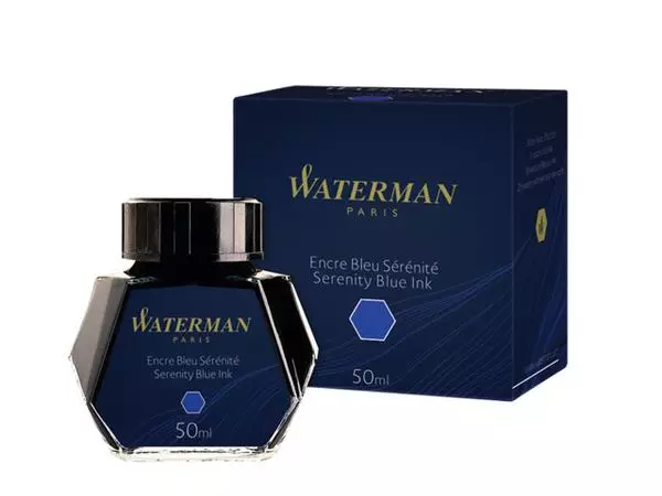 Een Vulpeninkt Waterman 50ml sereen blauw koop je bij "De Waal" Kantoor Efficiency