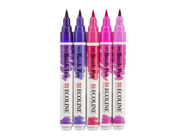 Een Brushpen Talens Ecoline set á 5 stuks violet koop je bij Scheepstra Drachten