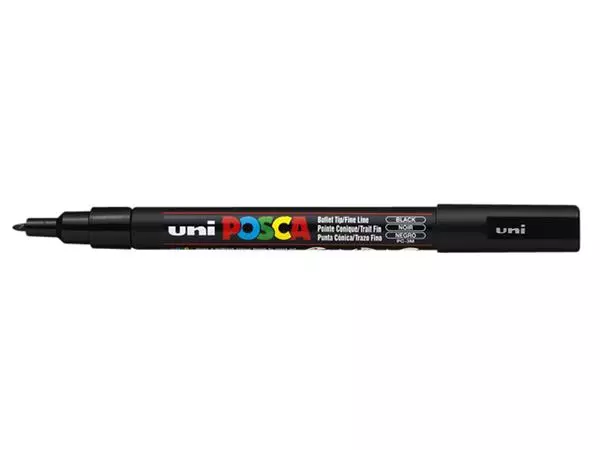 Een Verfstift Posca PC3M fijn zwart koop je bij Kantorice office & business supplies