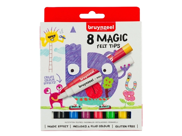 Een Viltstift Bruynzeel Kids Magic Point set á 8 kleuren koop je bij QuickOffice BV