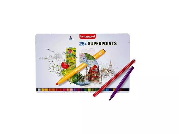 Een Viltstift Bruynzeel Expression super points blik à 25 stuks assorti koop je bij Sysdicom BV