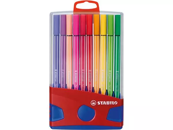 Een Viltstift STABILO Pen 68/20 ColorParade in rood/blauw etui medium assorti etui à 20 stuks koop je bij Supply Mij