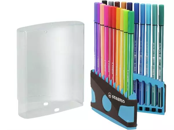 Een Viltstift STABILO Pen 68/20 ColorParade in antraciet/turquoise etui medium assorti etui à 20 stuks koop je bij Continu Kantoor