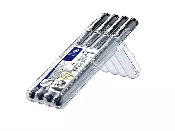 Een Fineliner Staedtler Pigment 308 zwart set 4 stuks koop je bij Kantorice office & business supplies