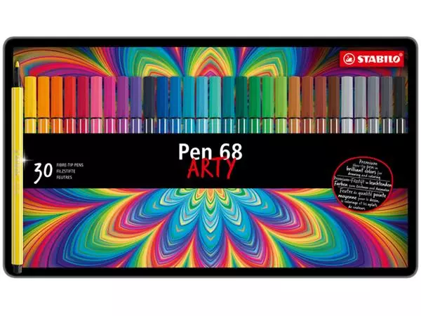 Een Viltstift STABILO Pen 68/30 Arty medium assorti blik à 30 stuks koop je bij Kantoorboekhandel Van Atten