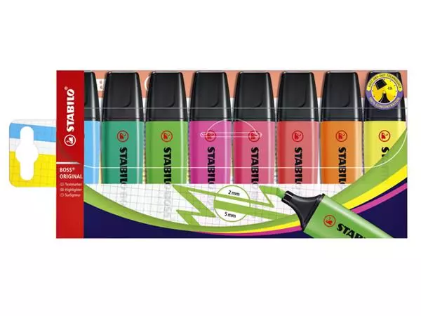 Een Markeerstift STABILO BOSS Original 70/8 assorti etui à 8 stuks koop je bij Sysdicom BV