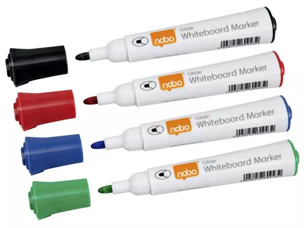 Een Viltstift Nobo whiteboard Glide rond assorti 3mm 4st koop je bij Peter Wind