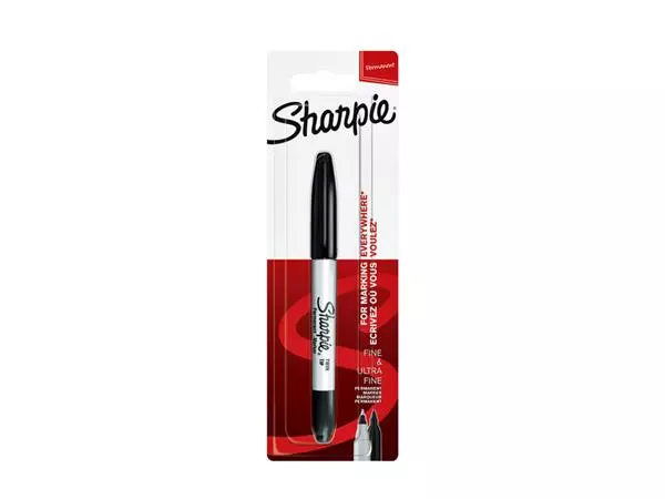 Een Viltstift Sharpie Twin tip UF en F zwart koop je bij Egner kantoorspecialisten