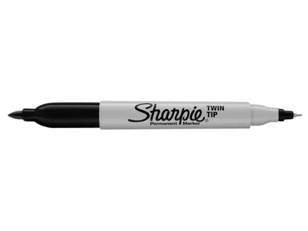 Een Viltstift Sharpie rond Twin tip ultra fijn & fijn zwart blister à 1 stuk koop je bij All Office Kuipers BV