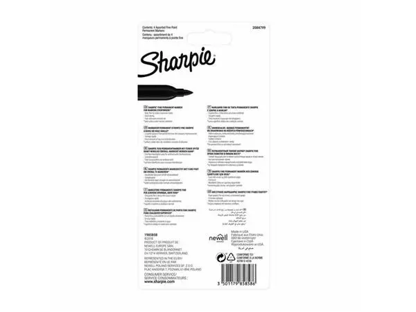 Viltstift Sharpie rond fine assorti blister à 4 stuks