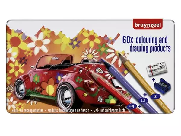 Een Kleurpotloden Bruynzeel Super Sixties kever in blik 60stuks koop je bij De Joma BV