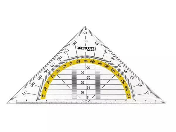 Een Geodriehoek Westcott 14cm transparant koop je bij "De Waal" Kantoor Efficiency