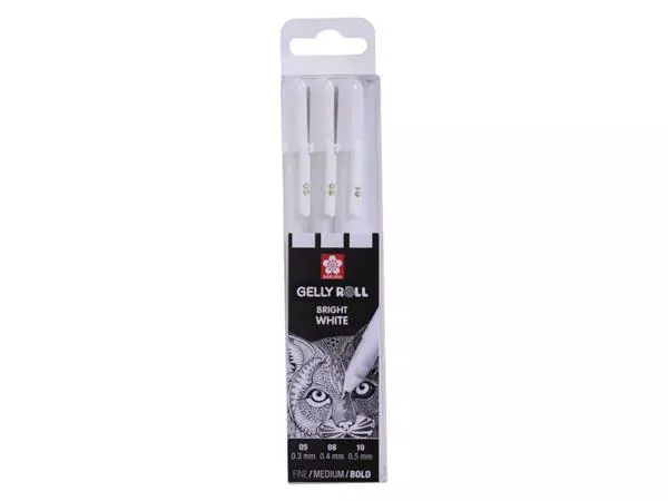 Een Gelschrijver Sakura Gelly Roll Classic set à 3 breedtes wit koop je bij Quality Office Supplies