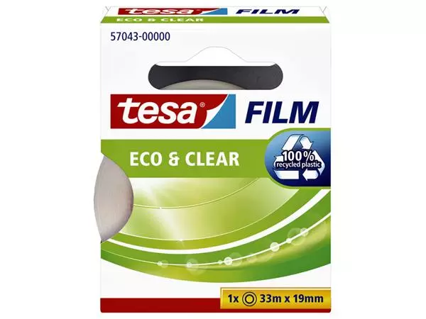 Een Plakband tesafilm Eco Clear 33mx19mm transparant koop je bij All Office Kuipers BV