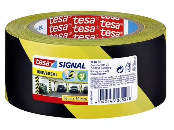 Een Waarschuwings- en markeringstape tesa® Signal Universal 66mx50mm geel/zwart koop je bij D. Sonneveld B.V.