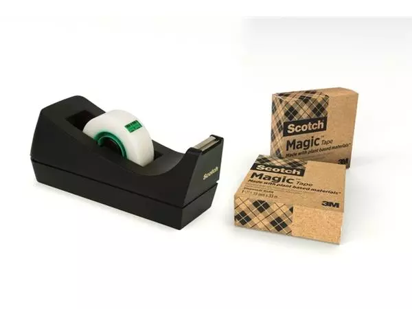 Een Plakbandhouder Scotch C38 recycled zwart + 3rol magic tape 900 19mmx33m koop je bij Clippz! Office Supplies