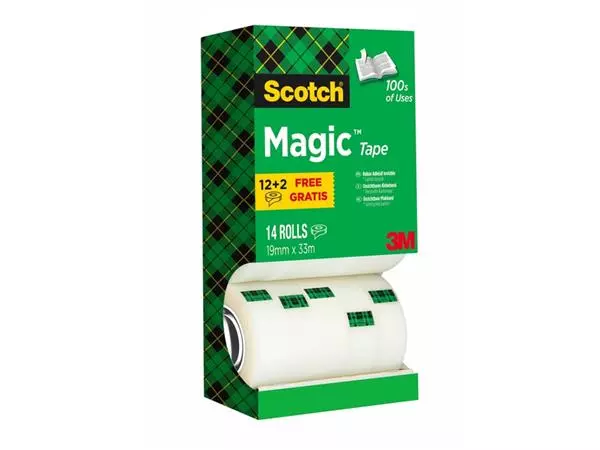 Een Plakband Scotch Magic 810 19mmx33m onzichtbaar mat 12+2 gratis koop je bij Friese Schrijfkamer