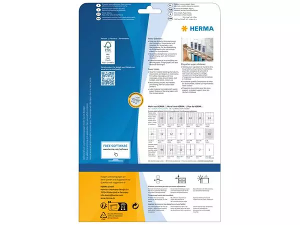 Een Etiket HERMA Power 10911 210x297mm wit 25stuks koop je bij Kantorice office & business supplies