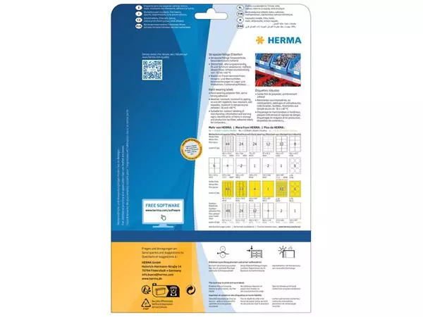 Een Etiket HERMA 8032 105x148mm weerbestendig geel 100stuks koop je bij De Joma BV