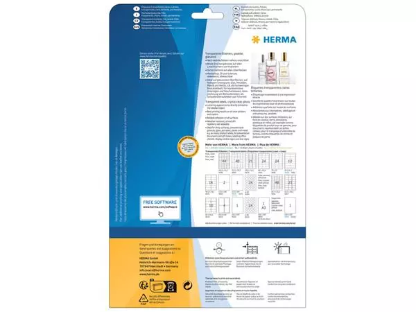 Een Etiket HERMA 8019 99.1x139mm 100st transparant koop je bij All Office Kuipers BV