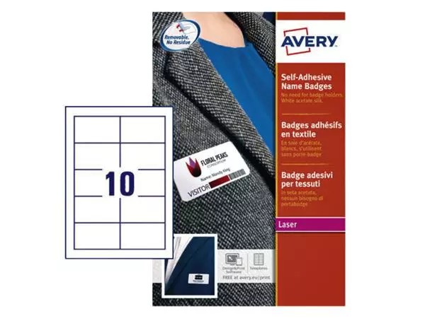 Een Naambadge etiket Avery L4787-20 80x50mm blauw kader 200stuks koop je bij "De Waal" Kantoor Efficiency