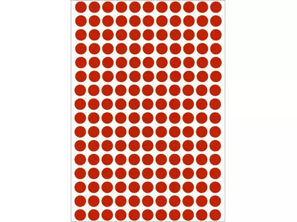Een Etiket HERMA 2212 rond 8mm rood 5632stuks koop je bij De Joma BV