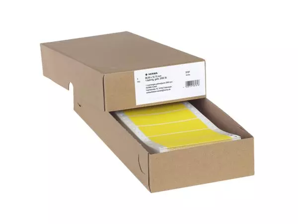 Een Etiket HERMA 8181 88.9x35.7mm 1-baans geel 2000stuks koop je bij Schellen Boek- en Kantoorboekhandel