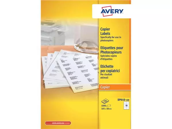 Een Etiket Avery DP010-100 105x58mm wit 1000Stuks koop je bij Scheepstra Drachten