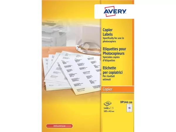 Een Etiket Avery DP144 105x42mm wit 1400stuks koop je bij Clippz! Office Supplies