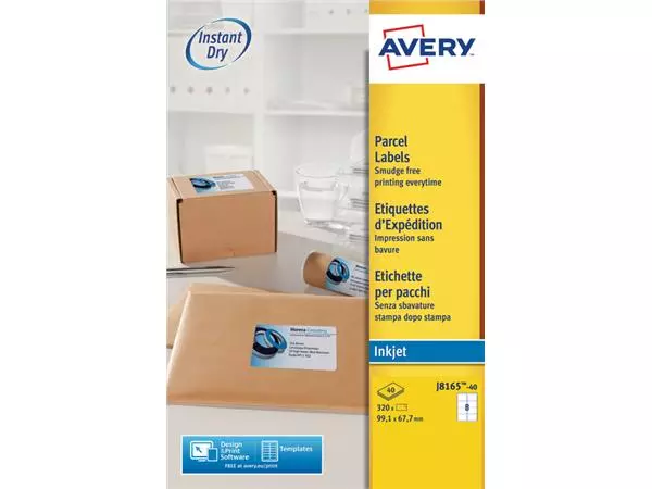 Een Etiket Avery J8165-40 99.1x67.7mm wit 320stuks koop je bij iPlusoffice