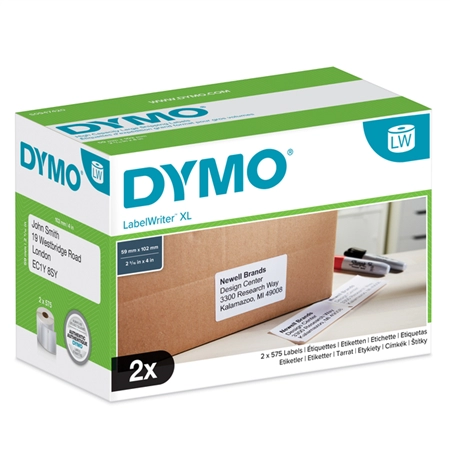 Een Etiket Dymo LabelWriter 5XL verzendlabel 59x102mm 2 rollen á 575 stuks wit koop je bij iPlusoffice