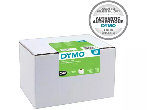 Een Etiket Dymo LabelWriter adressering 36x89mm 24 rollen á 260 stuks wit koop je bij Continu Kantoor