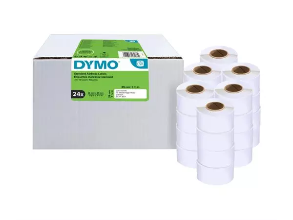 Een Etiket Dymo LabelWriter adressering 28x89mm 24 rollen á 130 stuks wit koop je bij iPlusoffice