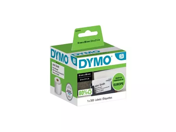 Een Etiket Dymo LabelWriter visitekaart 51x89mm 1 rol á 300 stuks wit koop je bij Clippz! Office Supplies