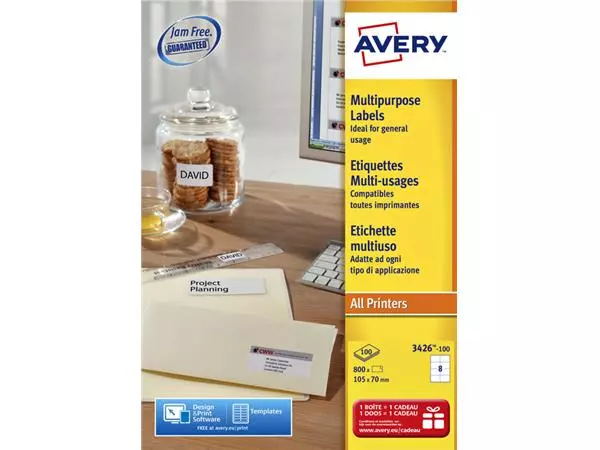 Etiket Avery L4745REV-25 96x63.5mm afneembaar wit 200stuks