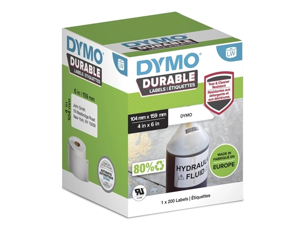 Buy your Etiket Dymo LabelWriter industrieel 104x159mm 1 rol á 200 stuks wit at QuickOffice BV