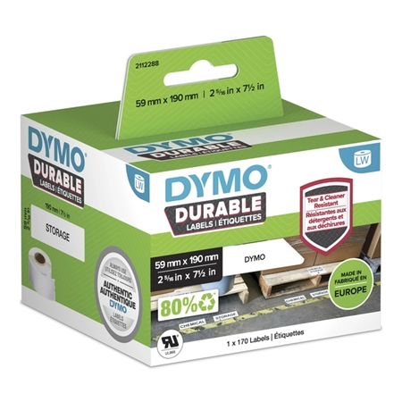 Een Etiket Dymo LabelWriter industrieel 59x190mm 1 rol á 170 stuks wit koop je bij QuickOffice BV