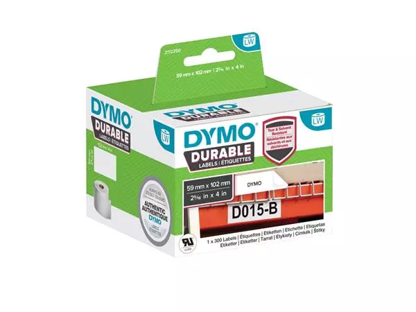 Een Etiket Dymo LabelWriter industrieel 59x102mm 1 rol á 300 stuks wit koop je bij Schellen Boek- en Kantoorboekhandel