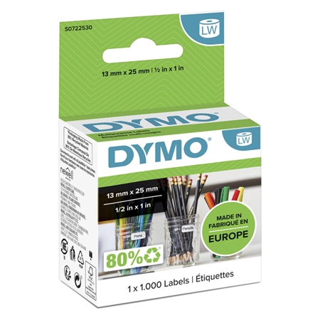 Buy your Etiket Dymo LabelWriter multifunctioneel 13x25mm 1 rol á 1000 stuks wit at QuickOffice BV