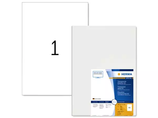 Een Etiket HERMA 8694 A3 297x420mm transparant 50 stuks koop je bij Clippz! Office Supplies