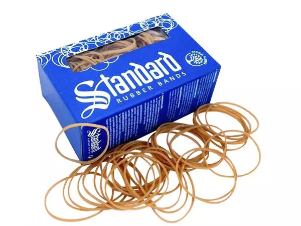 Een Elastiek Standard Rubber Bands 16 60x1.5mm 100gr 440 stuks bruin koop je bij Topkantoor Repro Creatief