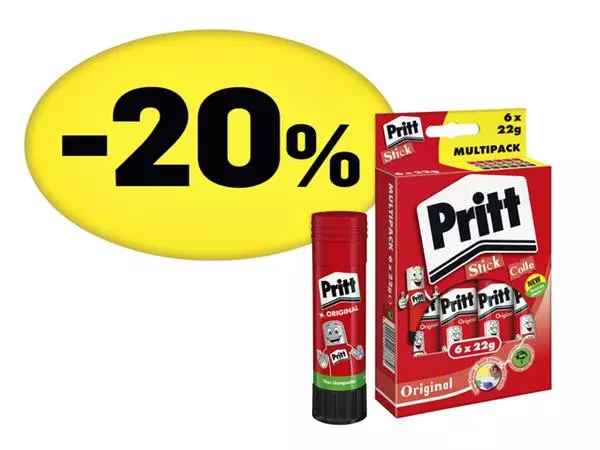 Een Lijmstift Pritt Stick Original 22gr promopack koop je bij De Joma BV